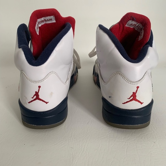 Nike Air Jordan 5 Retro White/Varsity Red-Mid Navy 9 - Picture 4 of 10